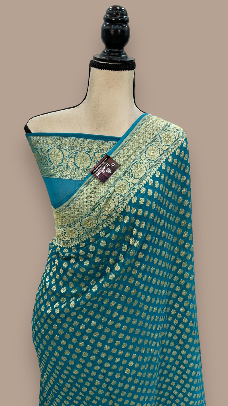 Pure Khaddi Georgette Banarasi Saree -  Gold zari - The Handlooms