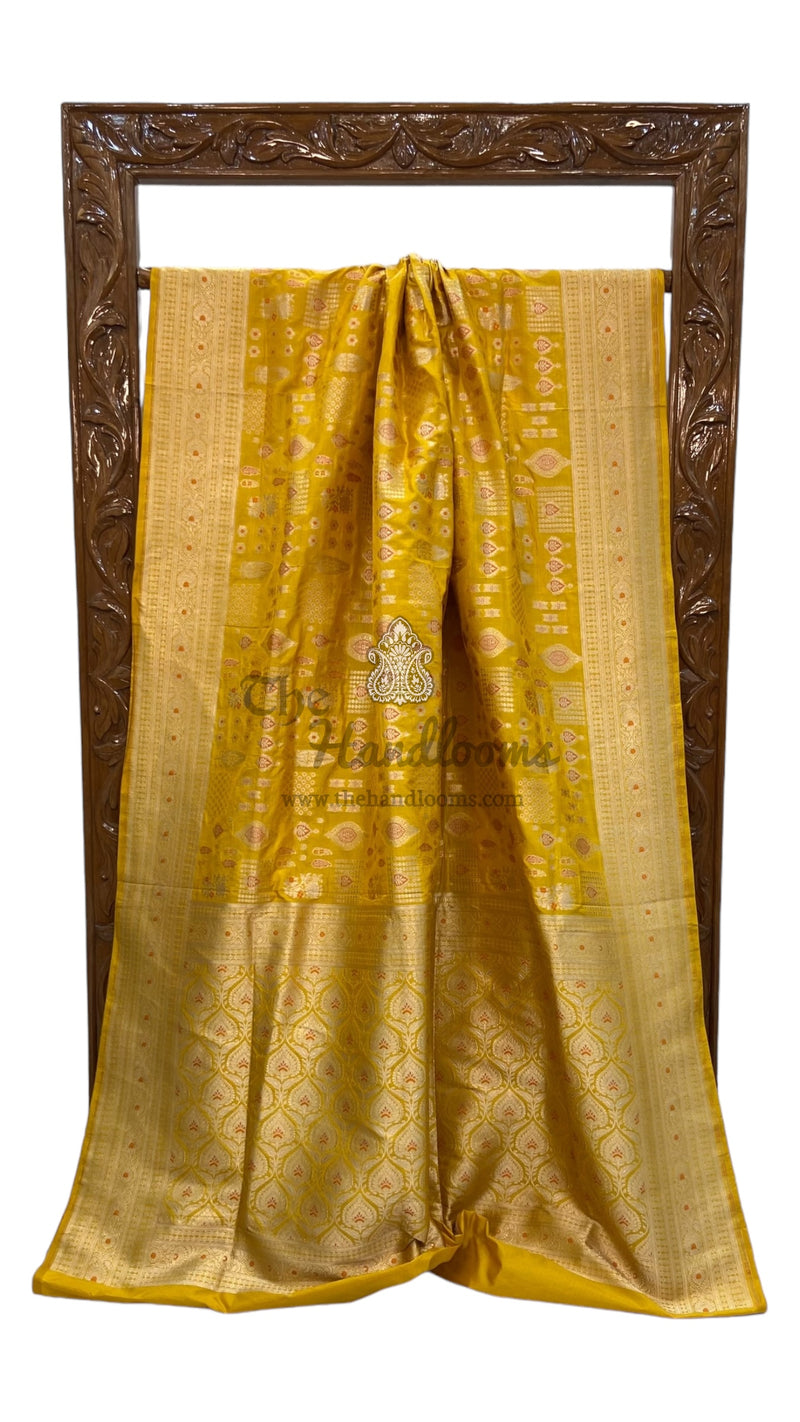 Pure Katan Silk Banarasi Handloom Saree - All over Jaal work - With Meenakari - The Handlooms
