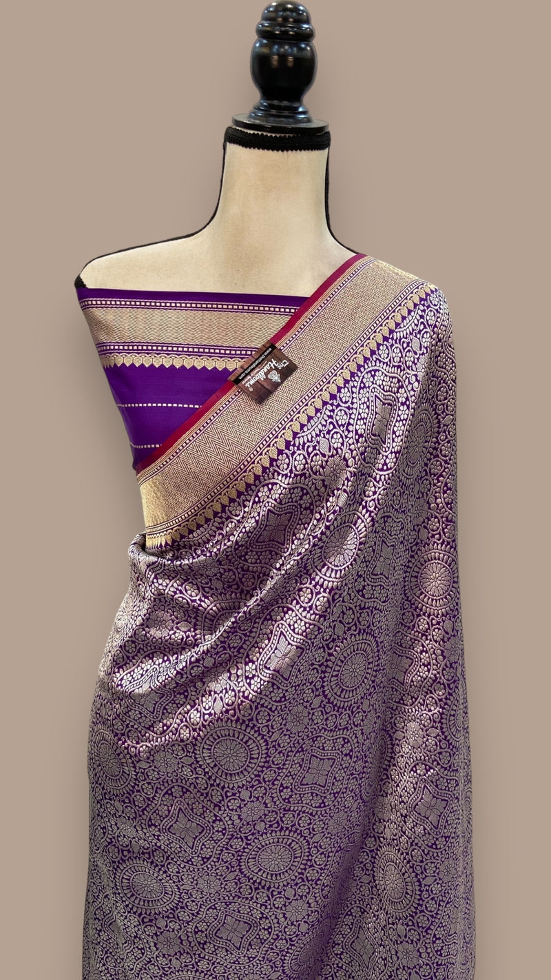 Pure Katan Silk Banarasi Handloom Saree - Tanchui Brocade With Meenakari - The Handlooms