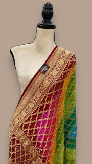 Pure Georgette Banarasi Bandhej Handloom Dupatta - The Handlooms