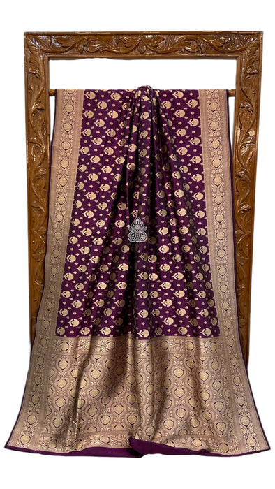 Pure Katan Silk Banarasi Handloom Saree - All over Jaal work