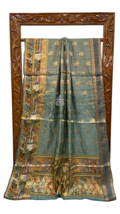 Pure Mango Silk Banarasi Handloom Reshmi Zari Saree With Digital Print