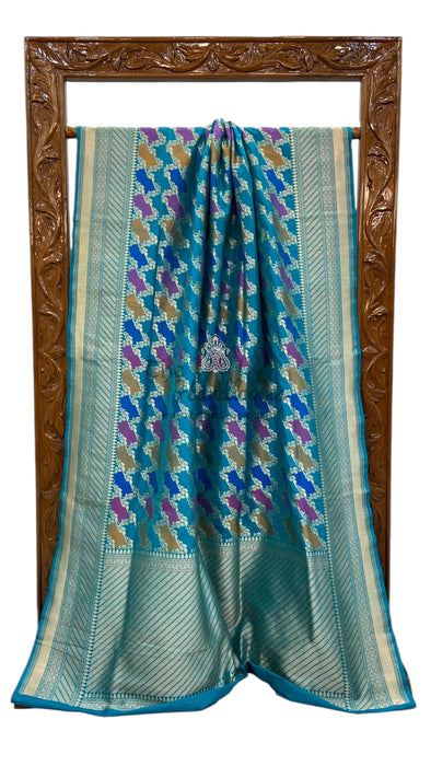 Pure Katan Silk Banarasi Handloom Saree - All over Jaal work - With Meenakari