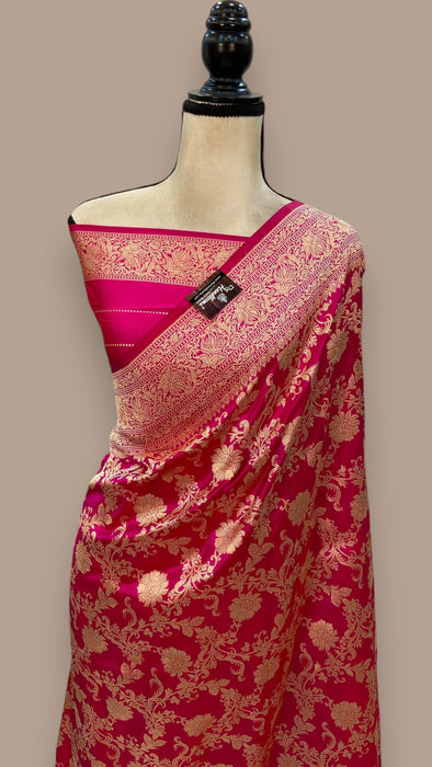 Pure Katan Silk Banarasi Handloom Saree - All over kadiyal Jaal work