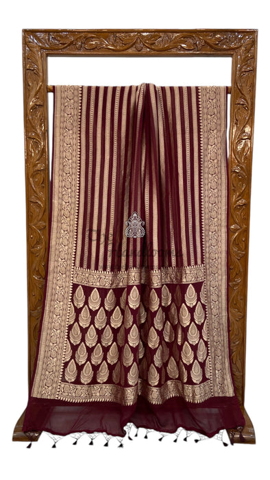 Brown Khaddi Georgette Handloom Banarasi Saree