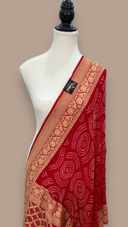 Pure Georgette Banarasi Bandhej Handloom Dupatta - The Handlooms