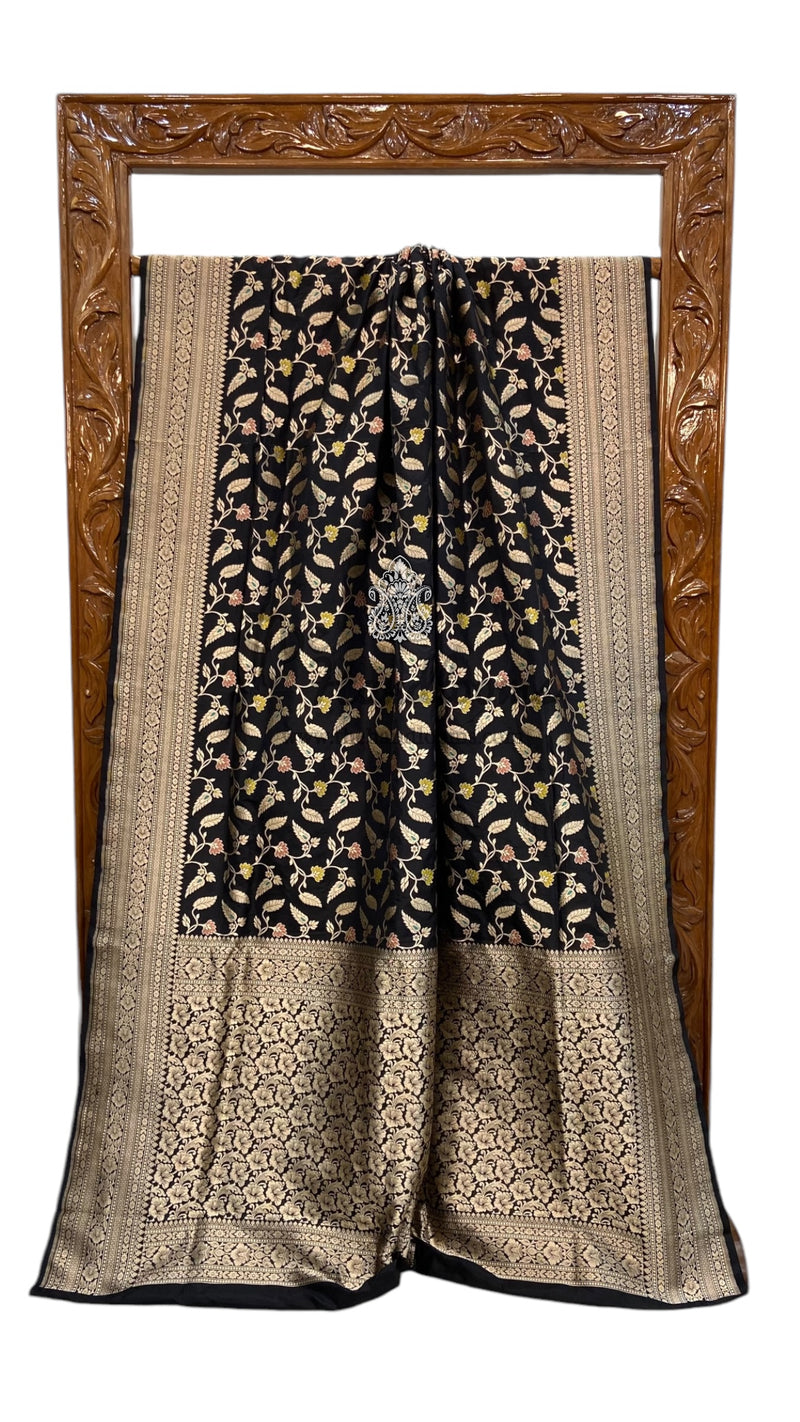 Pure Katan Silk Banarasi Handloom Saree - All over Jaal work with Meenakari - The Handlooms