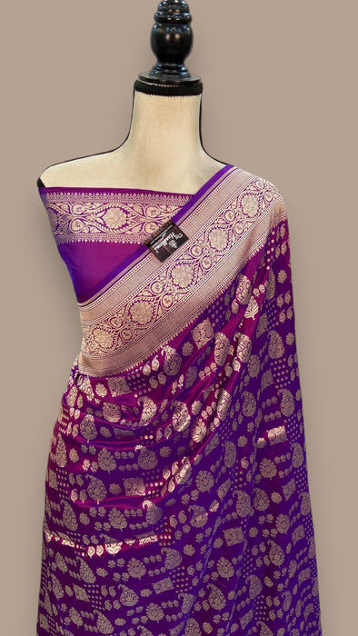 Pure Katan Silk Banarasi Handloom Saree - All over jaal work