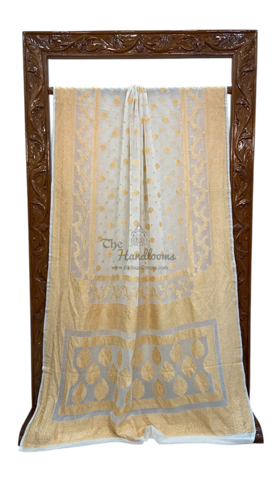 Pure Khaddi Georgette Banarasi Saree -  Gold zari