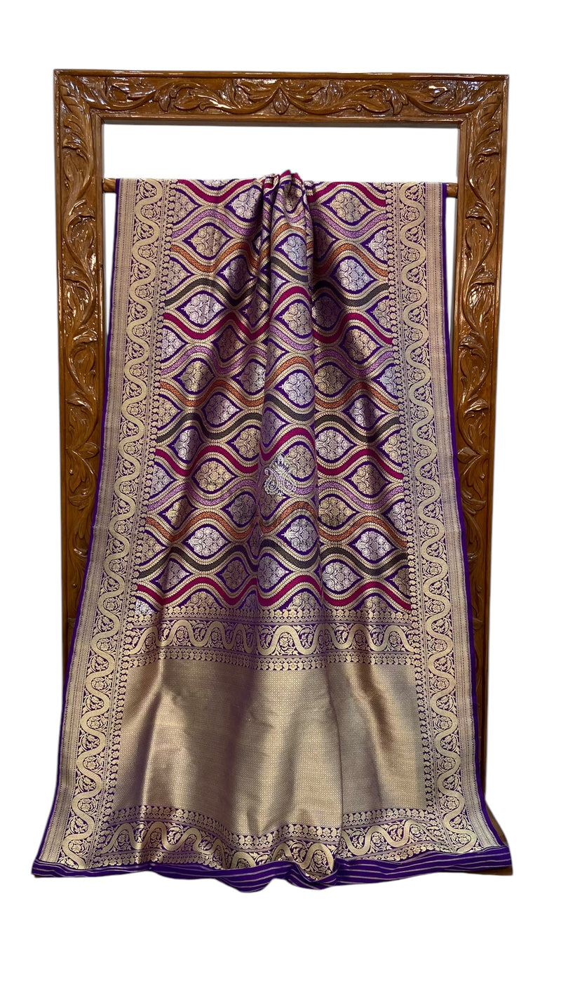 Ektara Pure Katan Silk Banarasi Handloom Saree - All over kadiyal Jaal work - The Handlooms