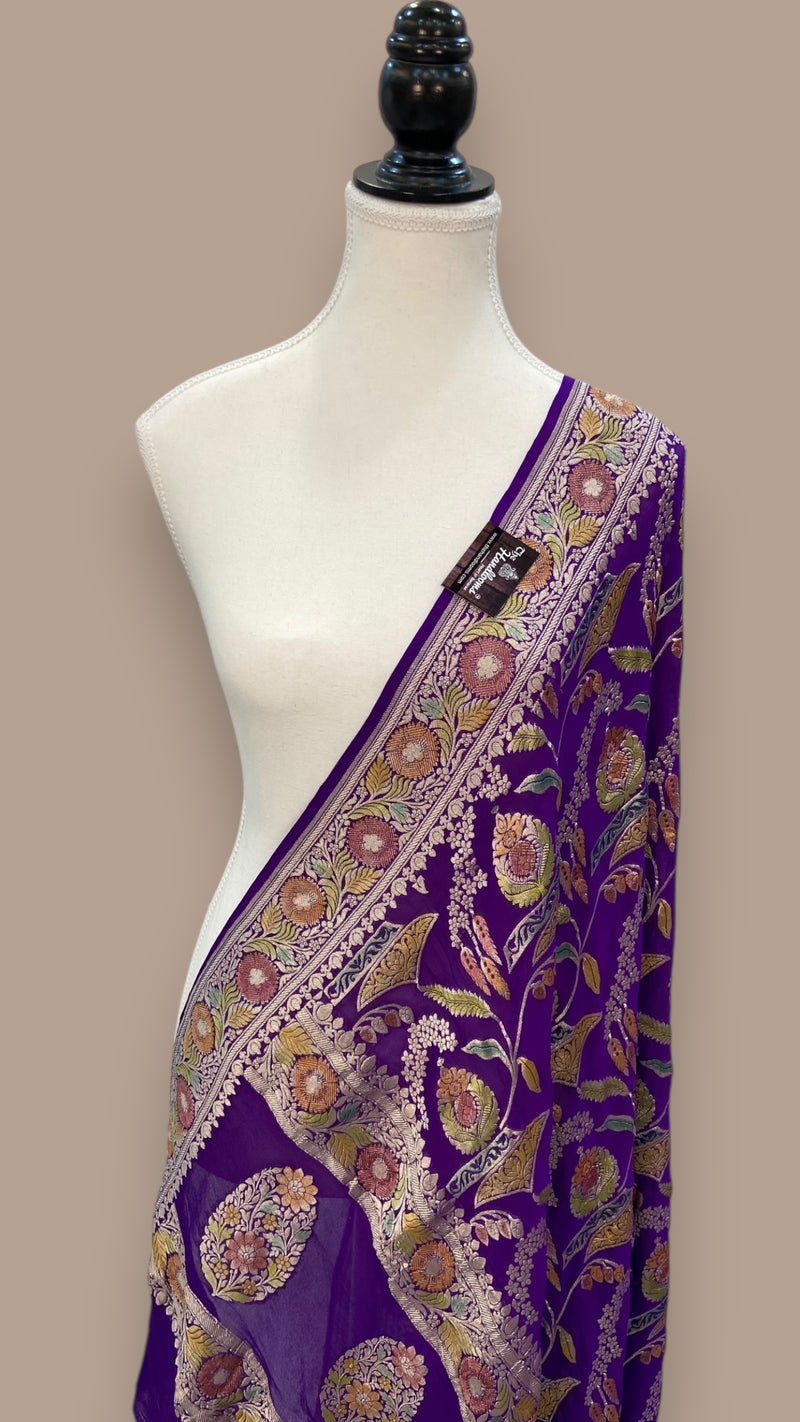 Khaddi Georgette Handloom Banarasi Dupatta - The Handlooms