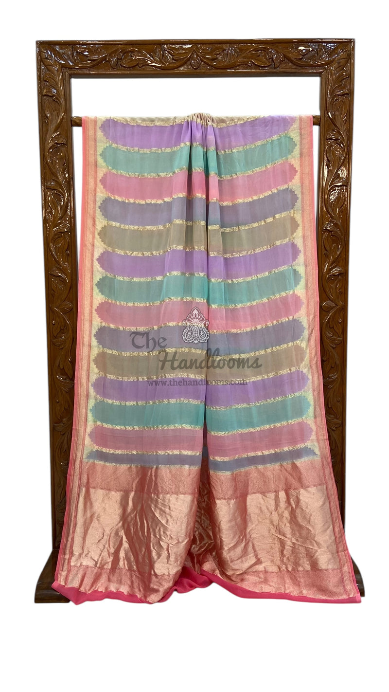 Khaddi Georgette Handloom Banarasi Saree - The Handlooms