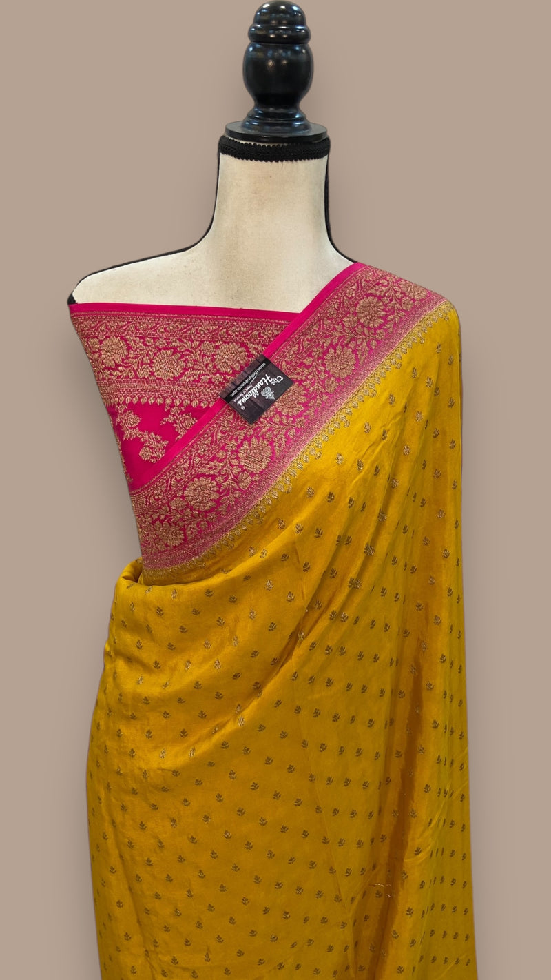 Khaddi Crepe Georgette Banarasi Saree -  Antique zari - The Handlooms