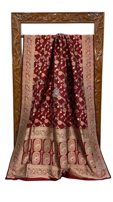 Pure Katan Silk Banarasi Handloom Saree - All over Jaal work - With Meenakari