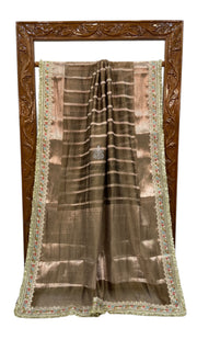 Pure Kora Tissue Handloom Banarasi Saree With Lace - The Handlooms