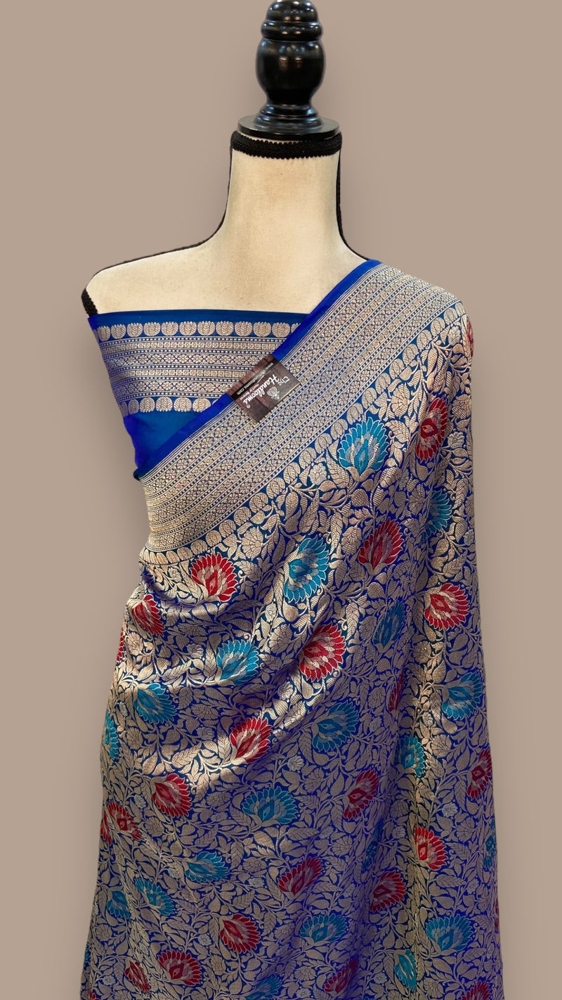 Pure Katan Silk Banarasi Handloom Saree - Tanchui Brocade With Meenakari - The Handlooms
