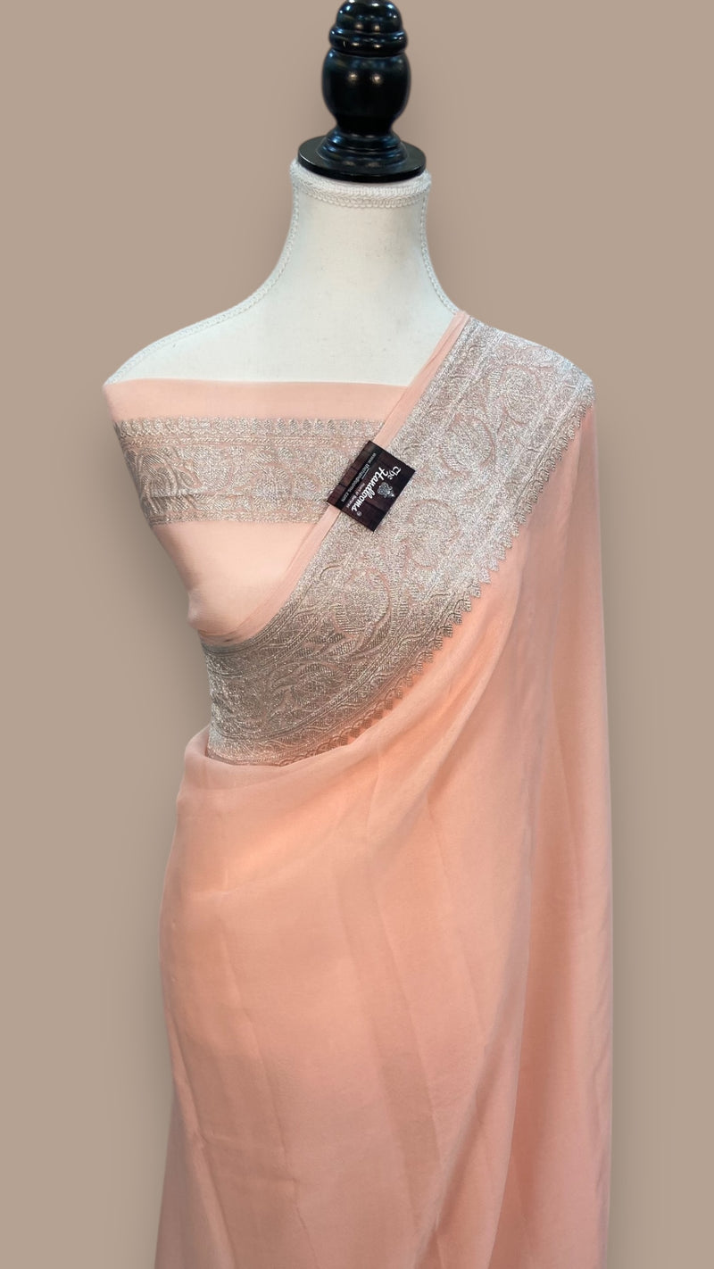 Pure Georgette Banarasi Handloom Saree - The Handlooms