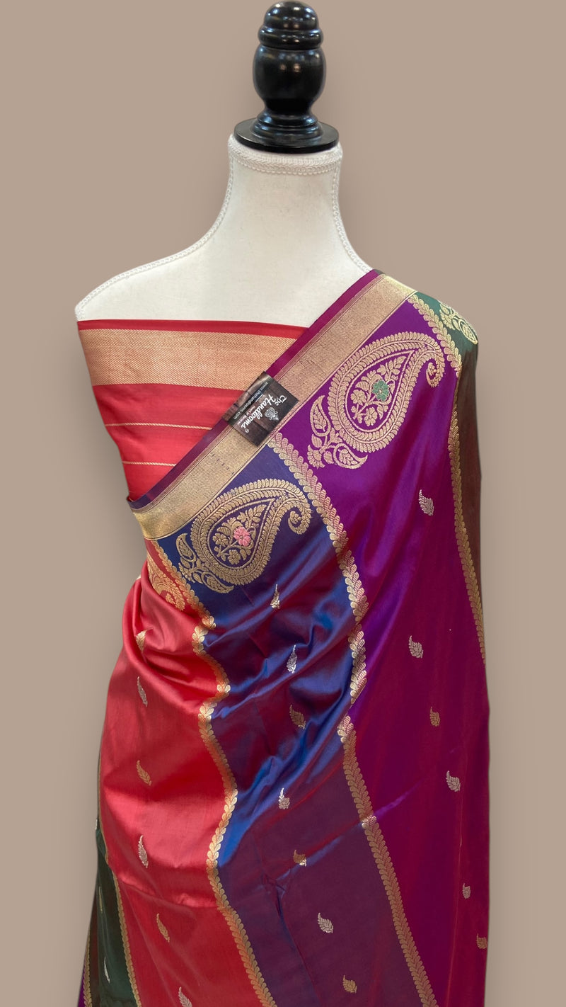 Pure Katan Silk Banarasi Handloom Saree - Rangkat - The Handlooms