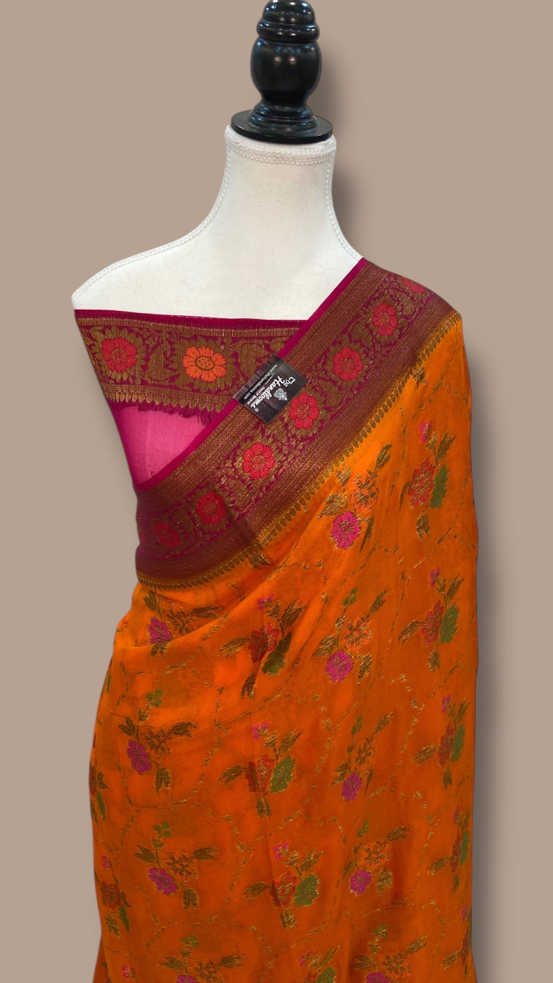 Pure Chiffon Khaddi Banarasi Saree - The Handlooms