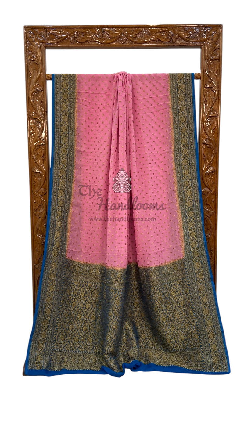 Khaddi Georgette Handloom Banarasi Saree -  Antique zari - The Handlooms