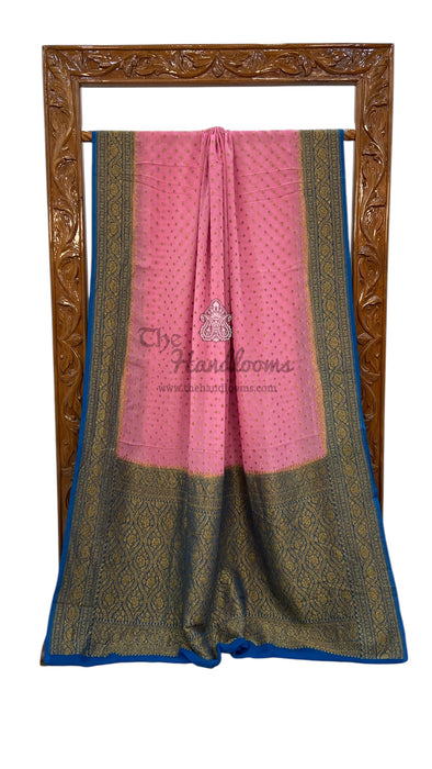 Khaddi Georgette Handloom Banarasi Saree -  Antique zari