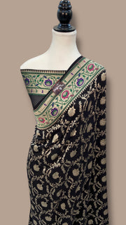 Pure Georgette Banarasi Handloom Saree - with meenakari work - The Handlooms