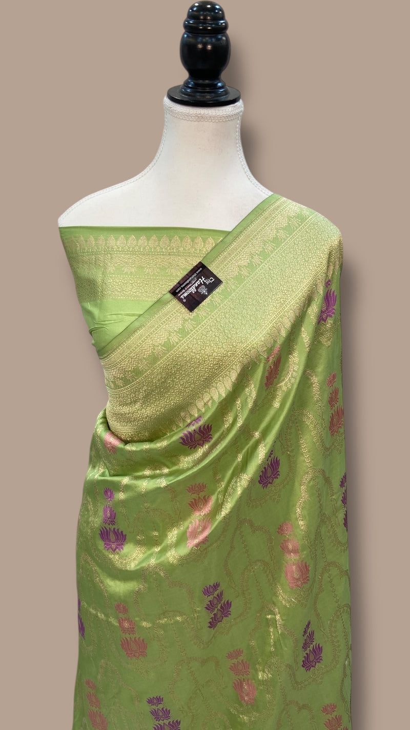Ektara Pure Katan Silk Banarasi Handloom Saree - All over kadiyal Jaal work - The Handlooms