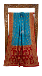 Khaddi Georgette Handloom Banarasi Saree -  Antique zari - The Handlooms