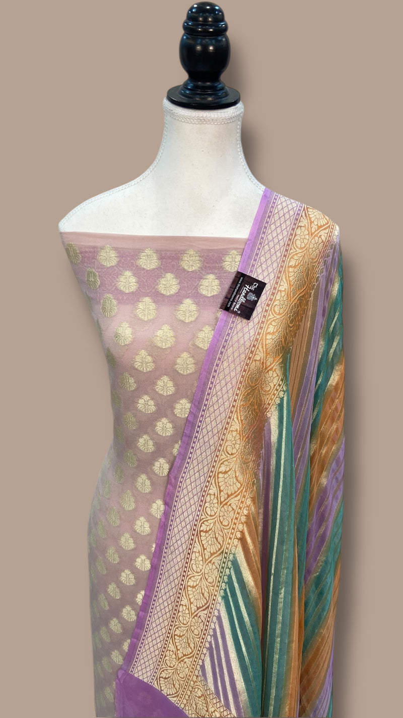 Pure Khaddi Georgette Banarasi Dress material - The Handlooms