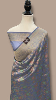 Pure Katan Silk Banarasi Handloom Saree - All over Sona Roopa Jaal work - The Handlooms