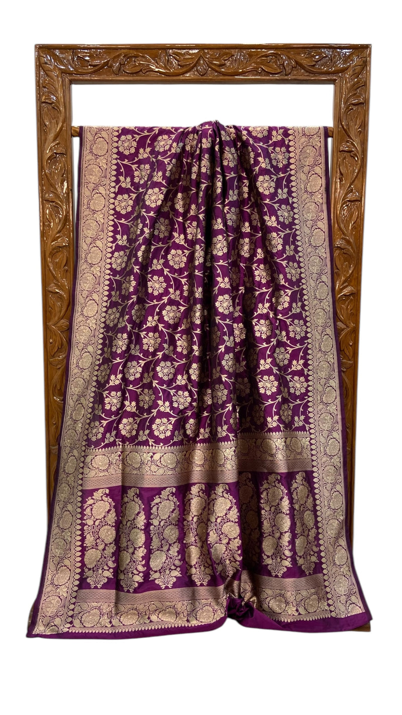 Pure Katan Silk Banarasi Handloom Saree - All Over Jaal Work - The Handlooms