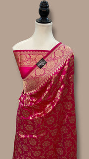 Pure Katan Silk Banarasi Handloom Saree - All Over Jaal Work - The Handlooms