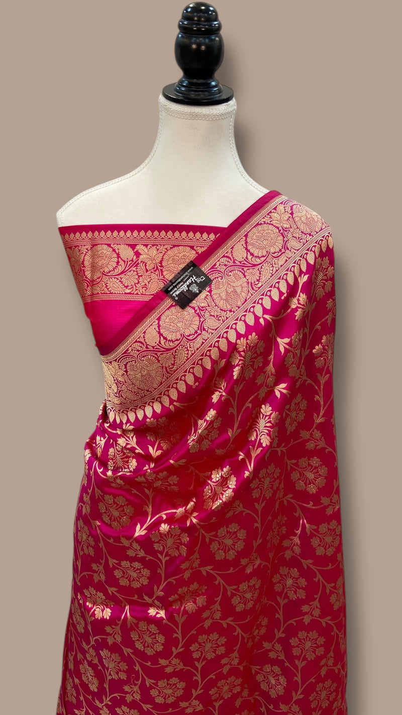 Pure Katan Silk Banarasi Handloom Saree - All Over Jaal Work - The Handlooms
