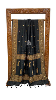 Pure Tussar Georgette Handloom Banarasi Saree with Handwork: Gota Patti, Zardozi, Diamond Chain, Katdana, and Abla Detailing - The Handlooms