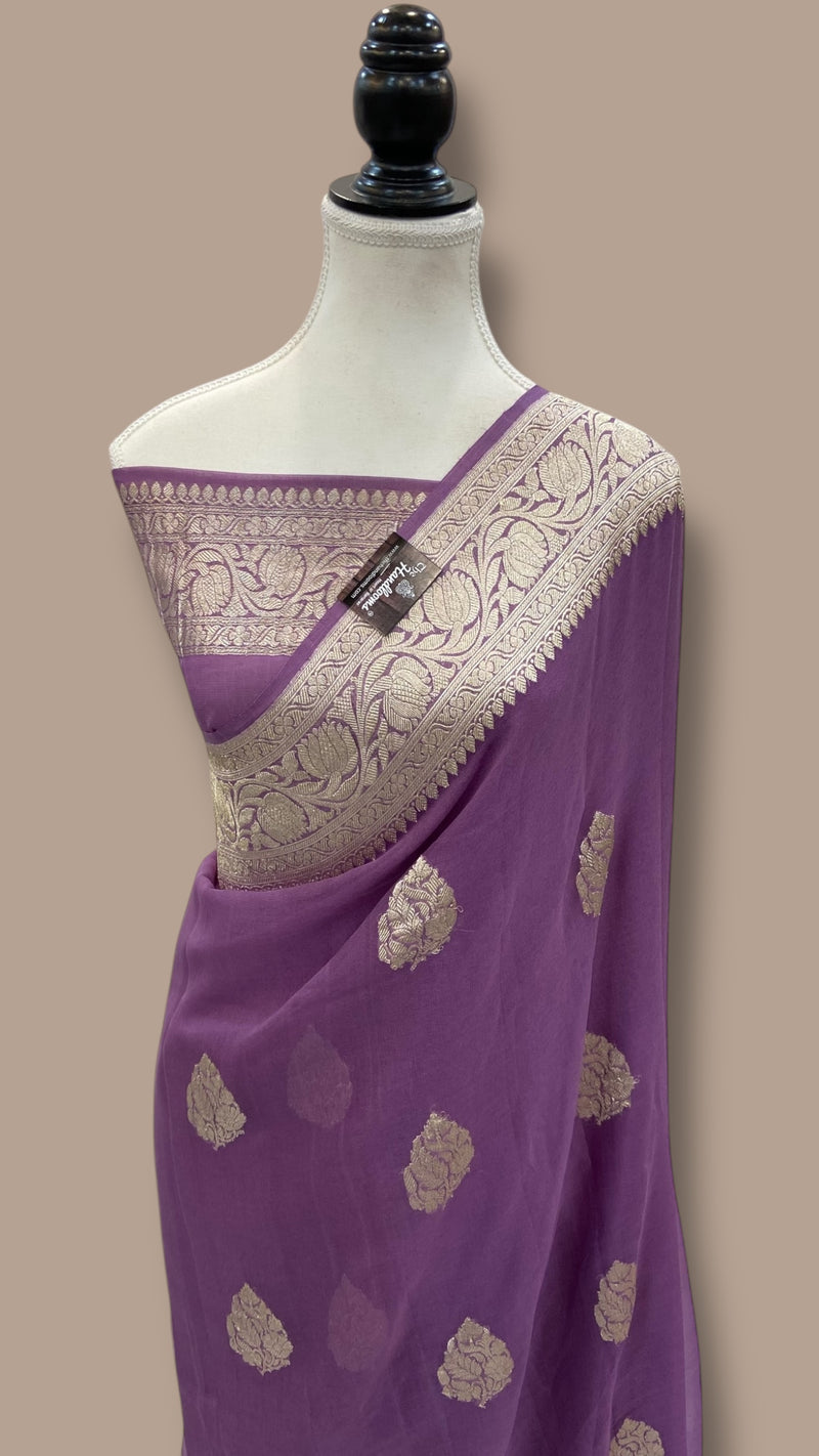 Pure Georgette Banarasi Saree Water zari - The Handlooms