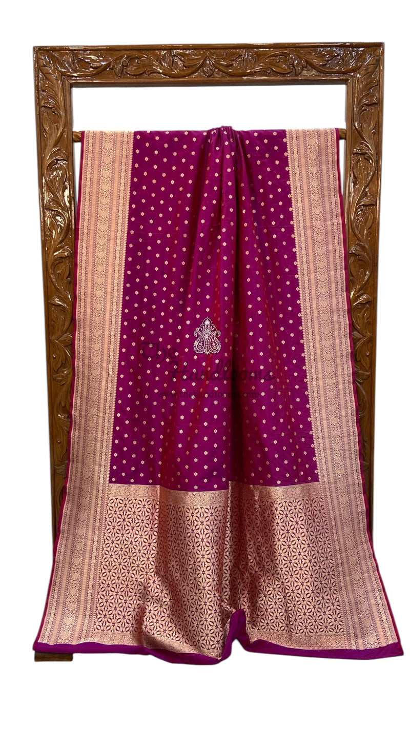 Pure Katan Silk Banarasi Handloom Saree - All Over Motifs - The Handlooms