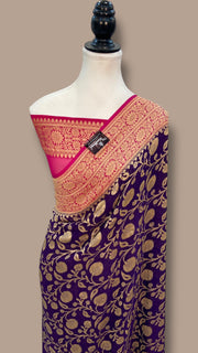 Pure Khaddi Georgette Banarasi Saree -  Gold zari - The Handlooms