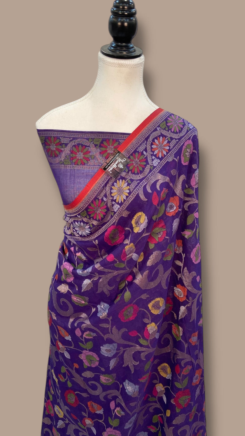 Pure Cotton Jamdani Handloom Banarasi Saree - The Handlooms