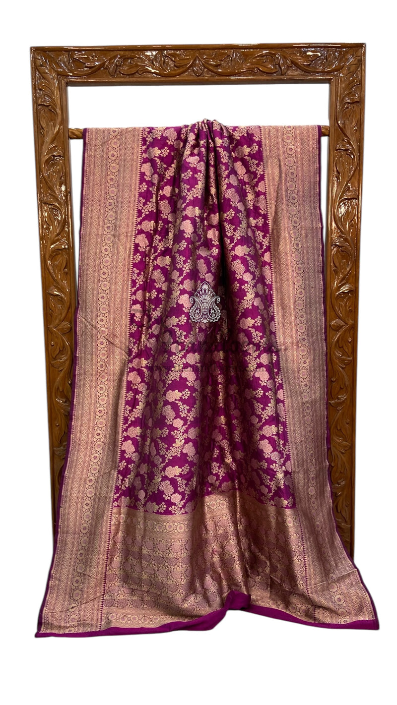 Pure Katan Silk Banarasi Handloom Saree - All over Jaal Work With Meenakari - The Handlooms