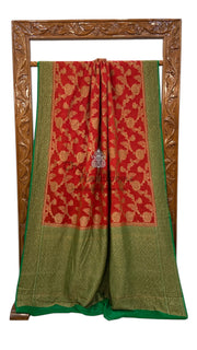 Khaddi Georgette Handloom Banarasi Saree - Antique Zari - The Handlooms