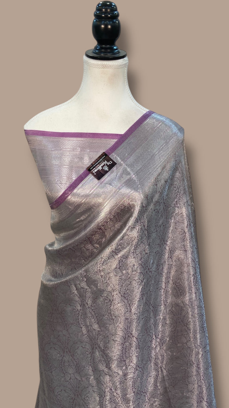 Pure Kora Tissue Tanchui Handloom Banarasi Saree - The Handlooms