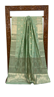 Pista Green Pure Chiniya Silk Handloom Banarasi Saree - The Handlooms