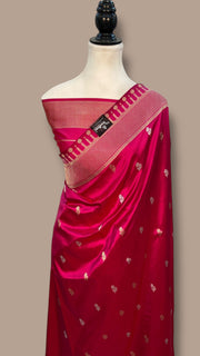 Pure Katan Silk Banarasi Handloom Saree - All over Sona Roopa Kadua motifs - The Handlooms
