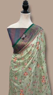Tussar Silk Handloom Banarasi Saree With Chikankari - The Handlooms