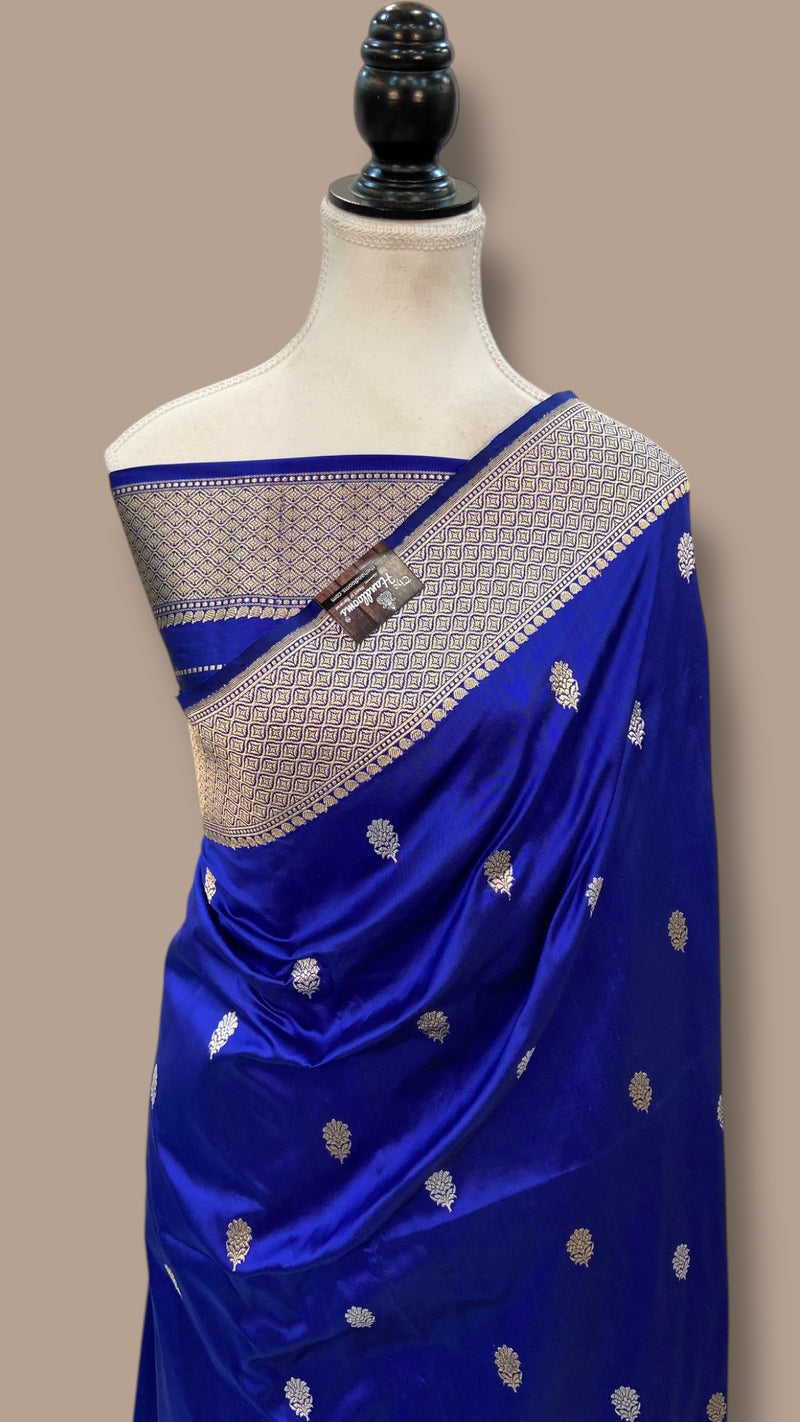 Pure Katan Silk Banarasi Handloom Saree - All over Sona Roopa Kadua motifs - The Handlooms