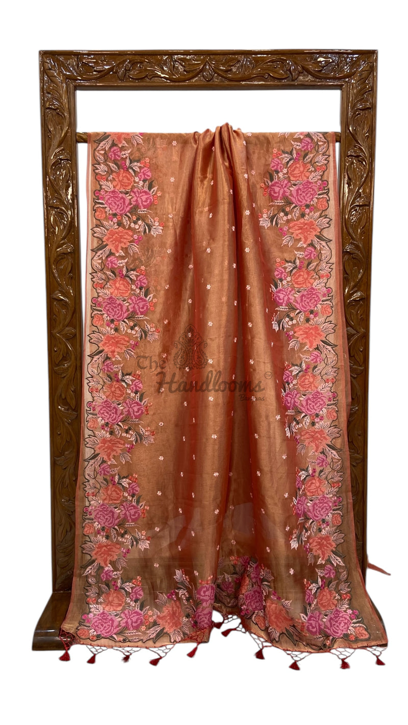 Pure Tissue Handloom Banarasi Saree With Chikankari - The Handlooms