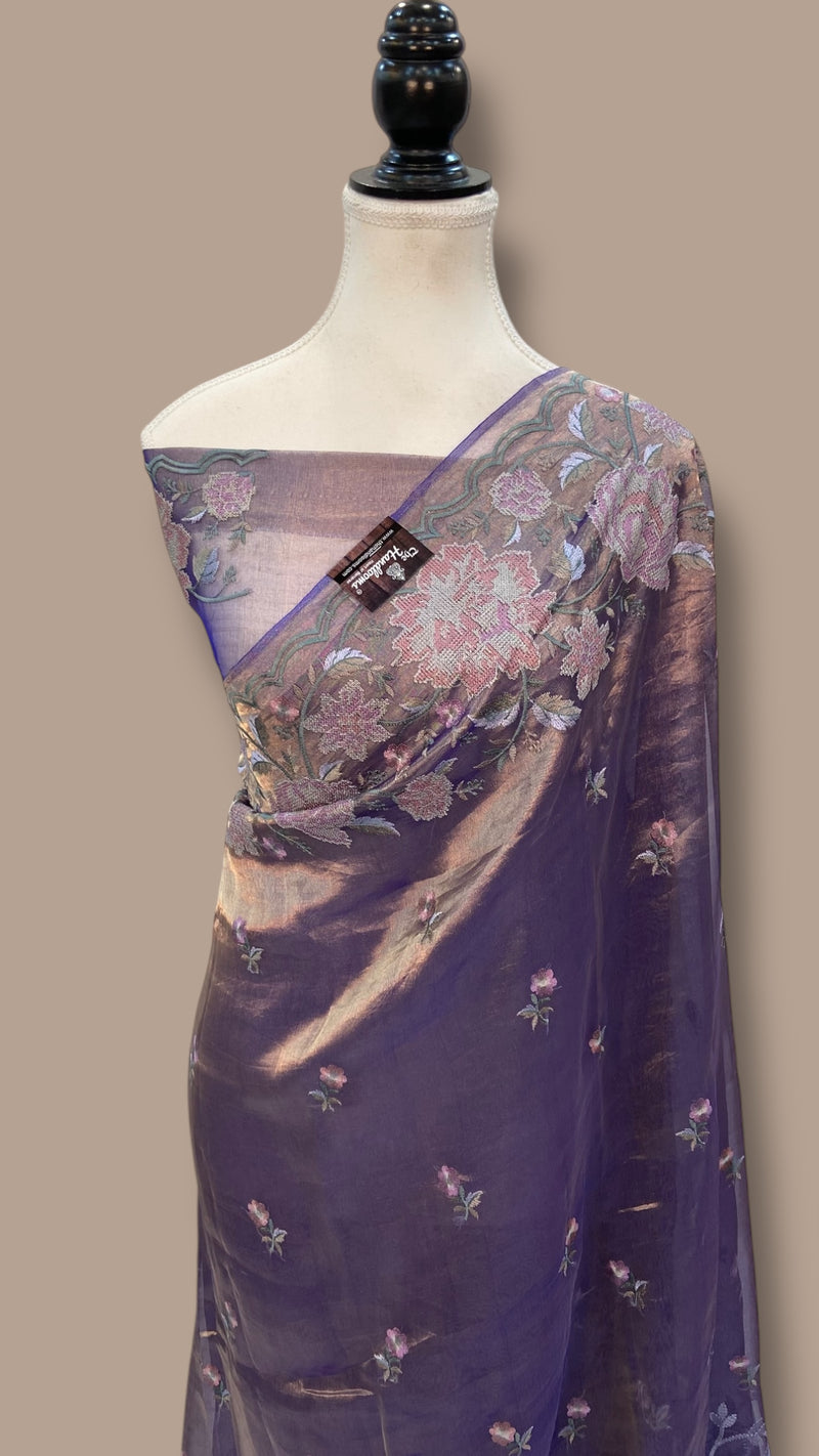 Pure Tissue Handloom Banarasi Saree With Chikankari - The Handlooms