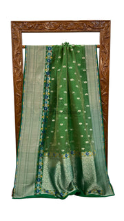 Pure Kora Katan Handloom Banarasi All Over Kadua Motifs Saree - The Handlooms