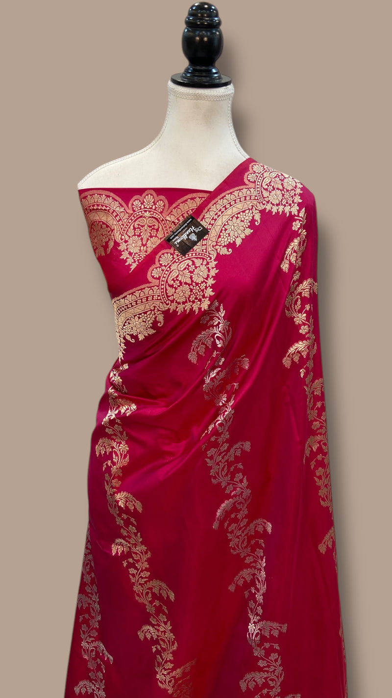 Pure Katan Silk Banarasi Handloom Saree - All over soona roopa  Kadua stripe - The Handlooms