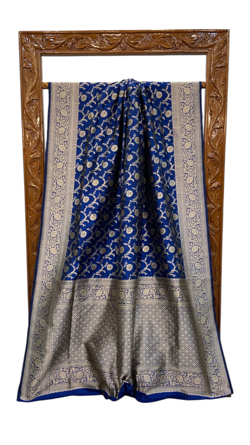 Pure Katan Silk Banarasi Handloom Saree - All Over Jaal Work - The Handlooms